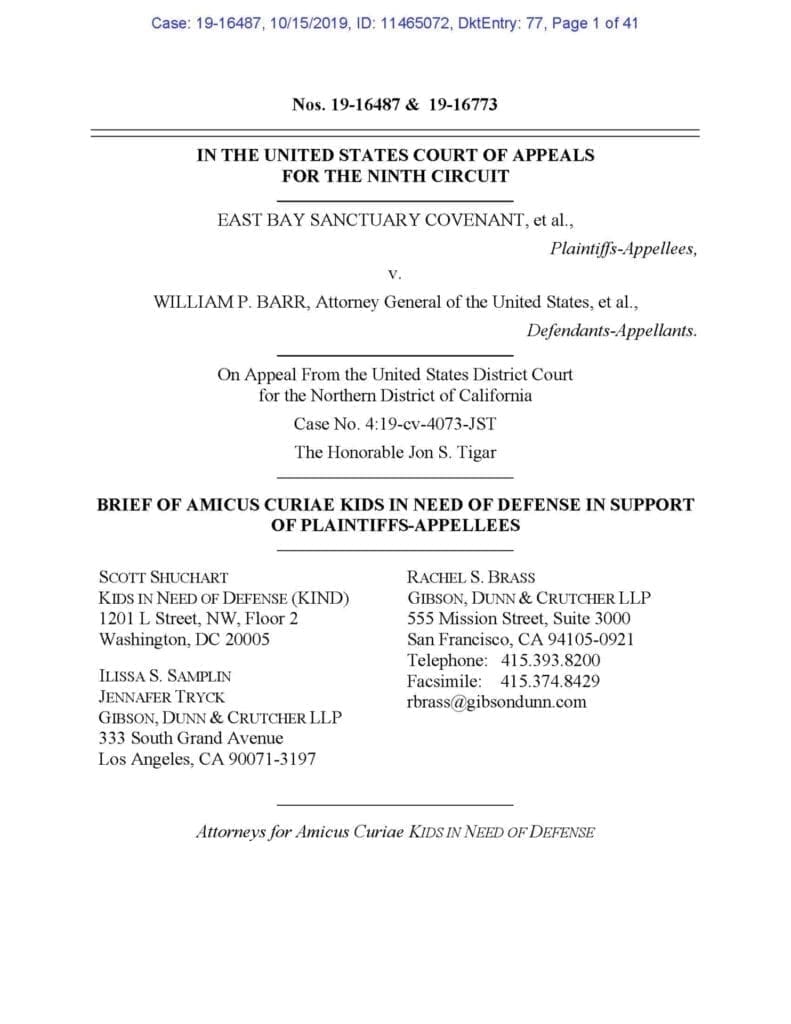 Asylum Eligibility & Procedural Modifications Amicus Brief - KIND