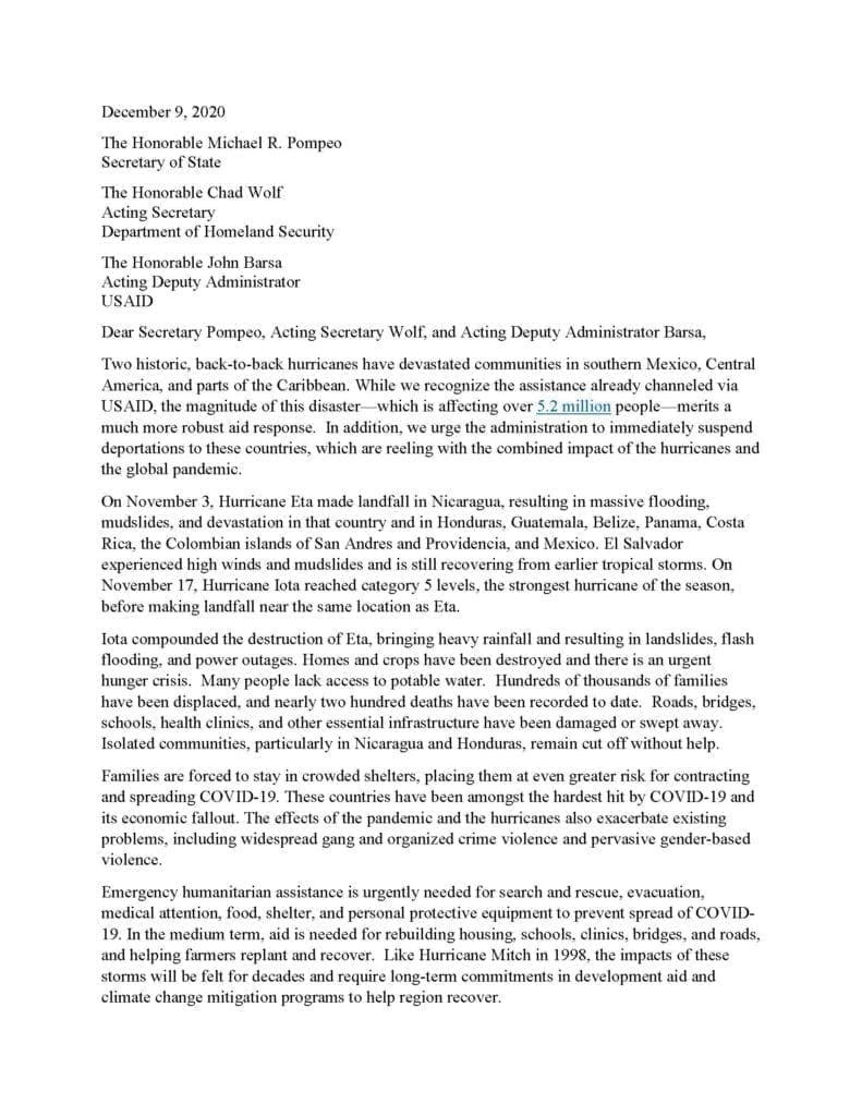 Sign-on Letter for Humanitarian Relief to the Central American ...