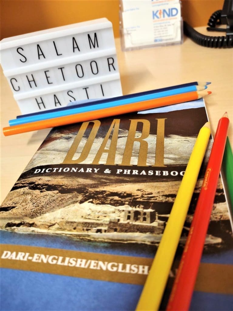 Colored pencils on top of Dari dictionary